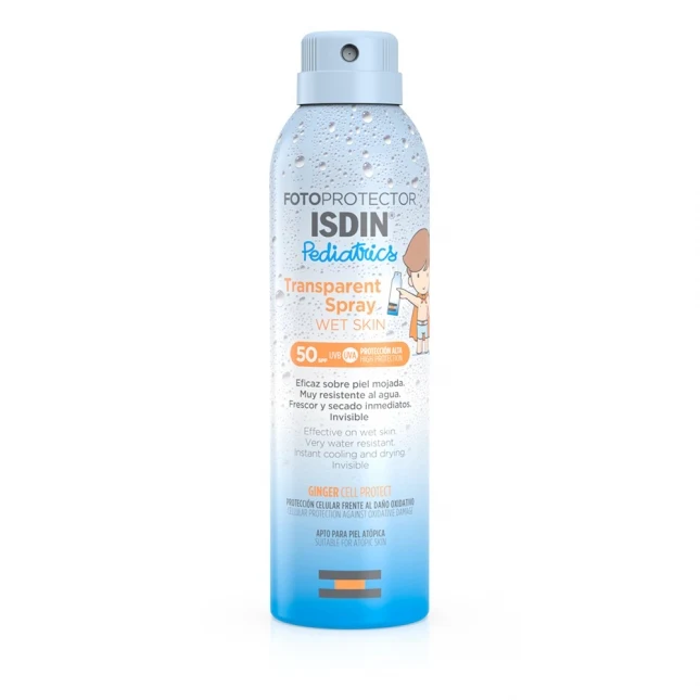 ISDIN fotoprotector transparent spray Ped wet skin SPF50 250ml