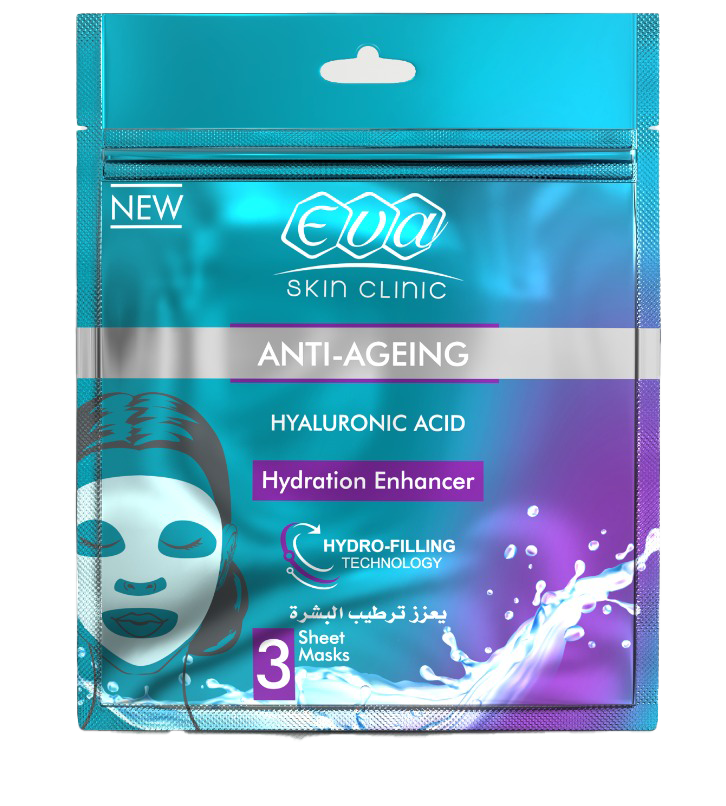 Eva Skin Clinic Anti - Ageing Hyaluronic Acid Hydration Enhancer Sheet Mask 3 sheets